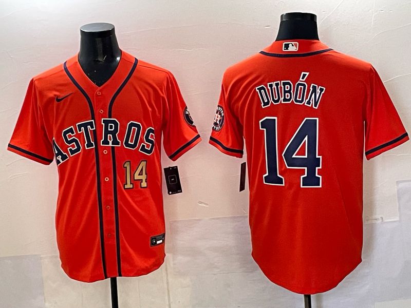 Men 2025 Houston Astros #14 Dubon Orange Nike MLB Jersey 02